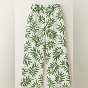 Leafy Green Print Wide Leg Pants
